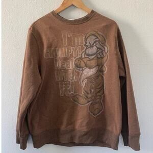 VTG‎ The Disney Store Grumpy Sweatshirt Brown Men Sweatshirt Sz Medium